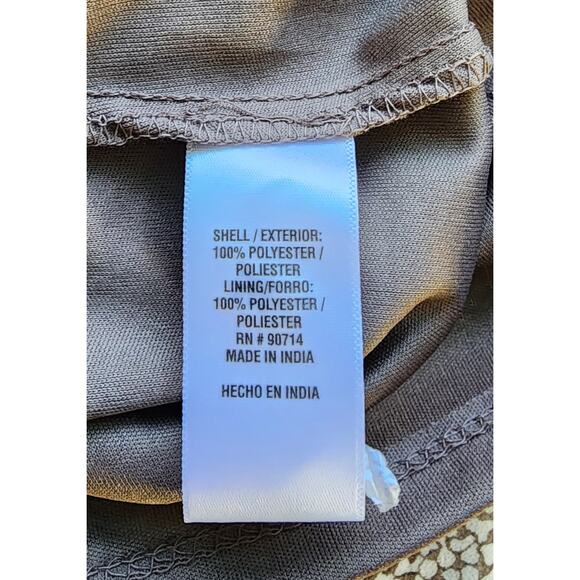 MSK Taupe and Cream Long Sleeve Belted Ditsy Print Midi Dress Size  12 - Picture 12 of 13